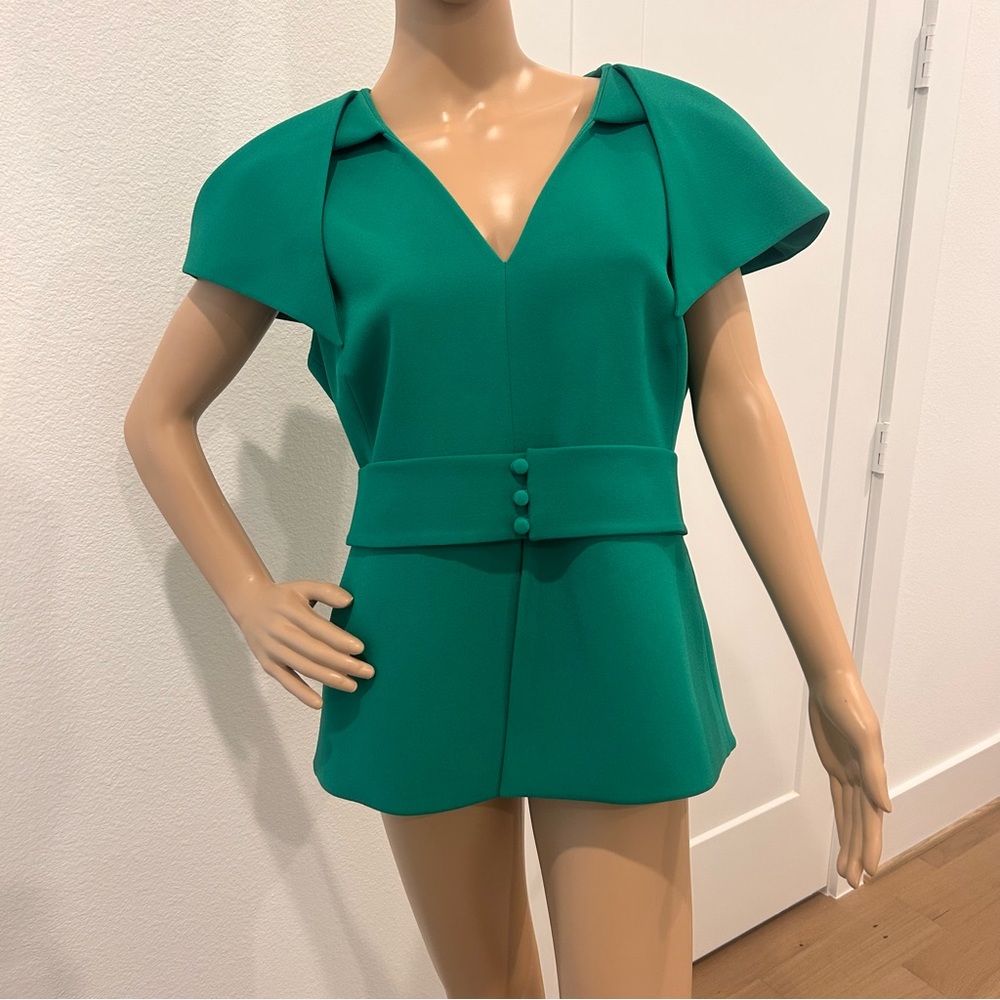 Elegant Green V-Neck Top Safiyaa